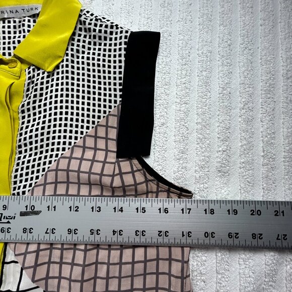 TRINA TURK Sleeveless Clover Geometric Button-Down Collared Silk Romper Size 2 - Picture 6 of 9